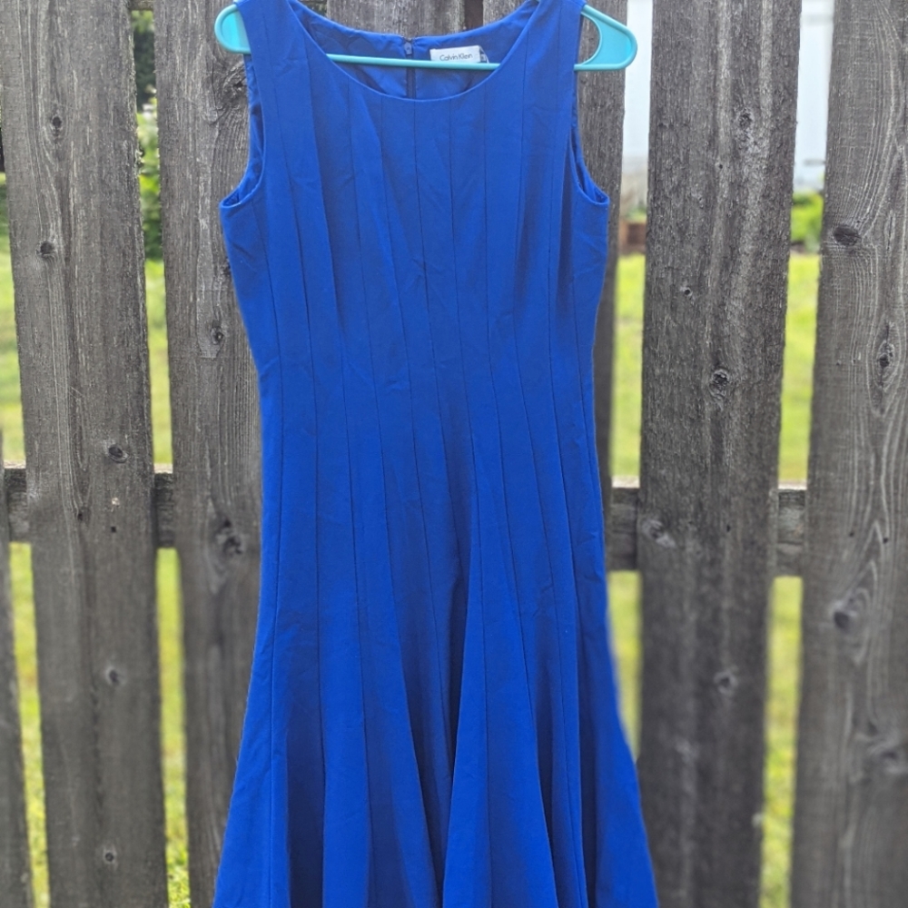 Calvin Klein sleeveless suit dress in blue